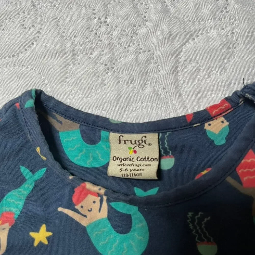 Frugi Mermaid Magic Organic Cotton Skater Dress Size 5/6
